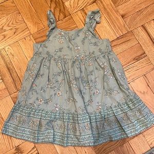 Green floral fit and flare toddler dress